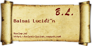 Balsai Lucián névjegykártya